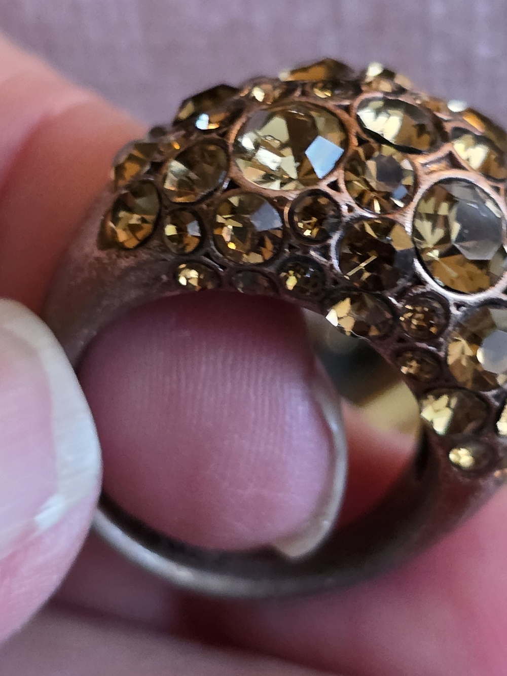Gold-Tone Crystal Dome Ring - Women's Fashion Ring